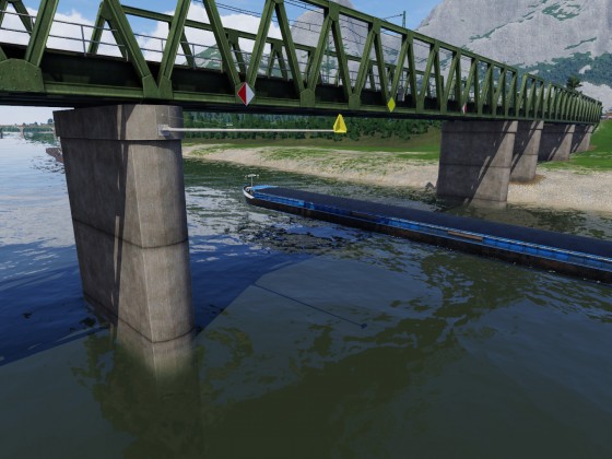 Fahrwassermarkierung an der Brücke