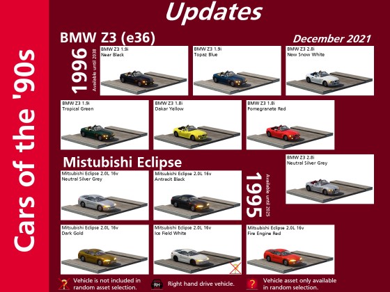 December update for the 90's cars pack