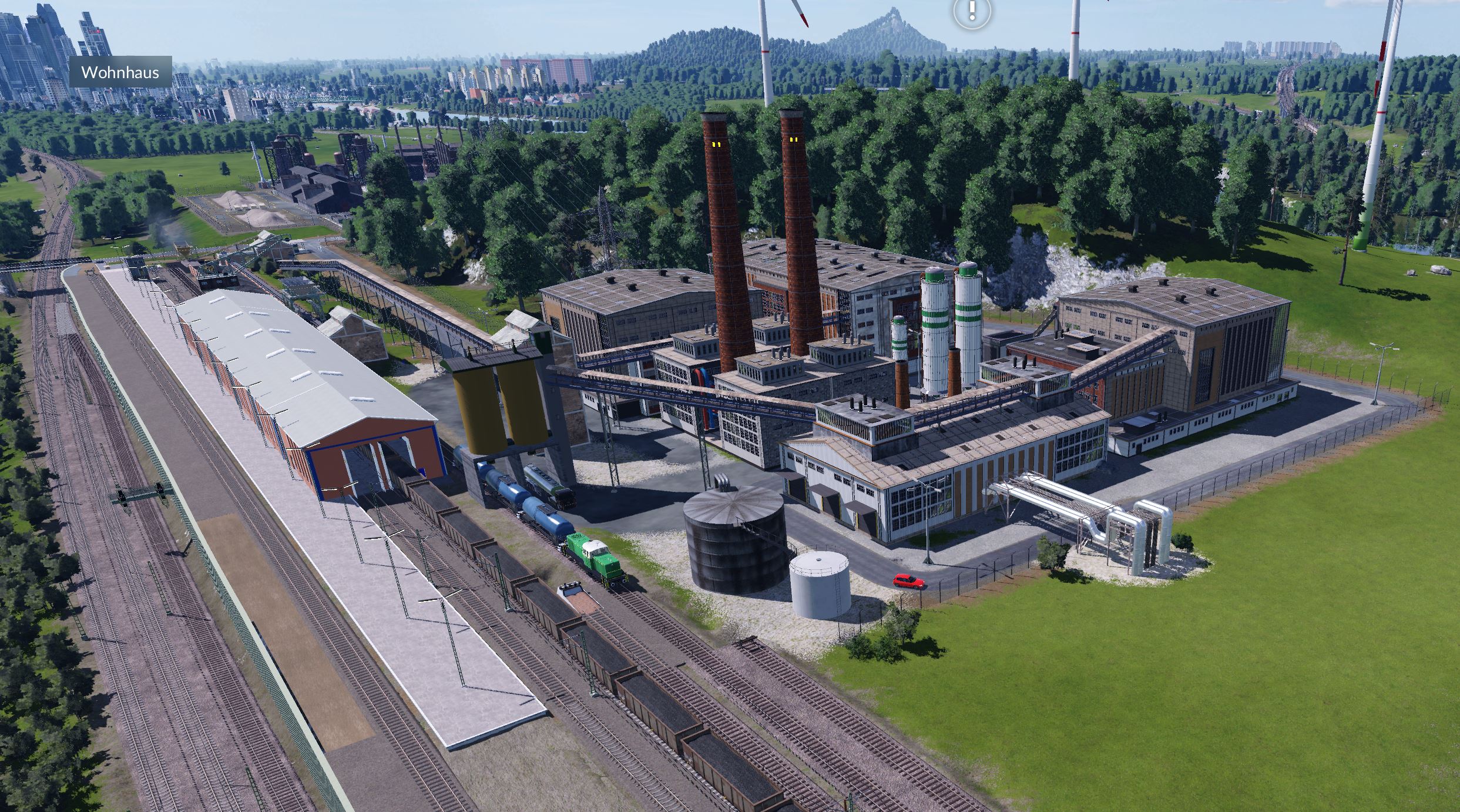 Kohlekraftwerk mit Bahnentladung und FLugasche-Silo
