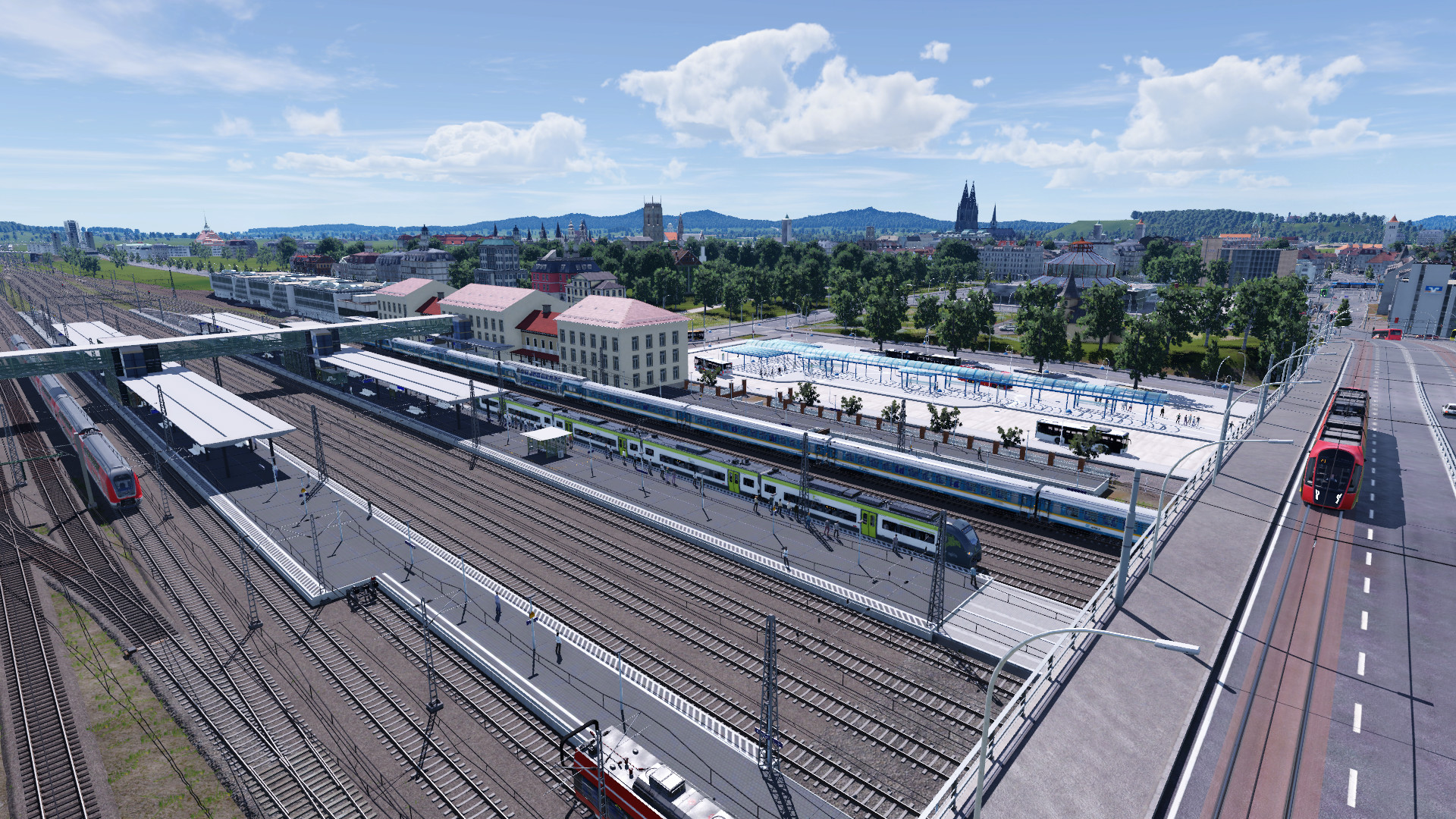 Aussicht über Regensburg Hauptbahnhof und Altstadt