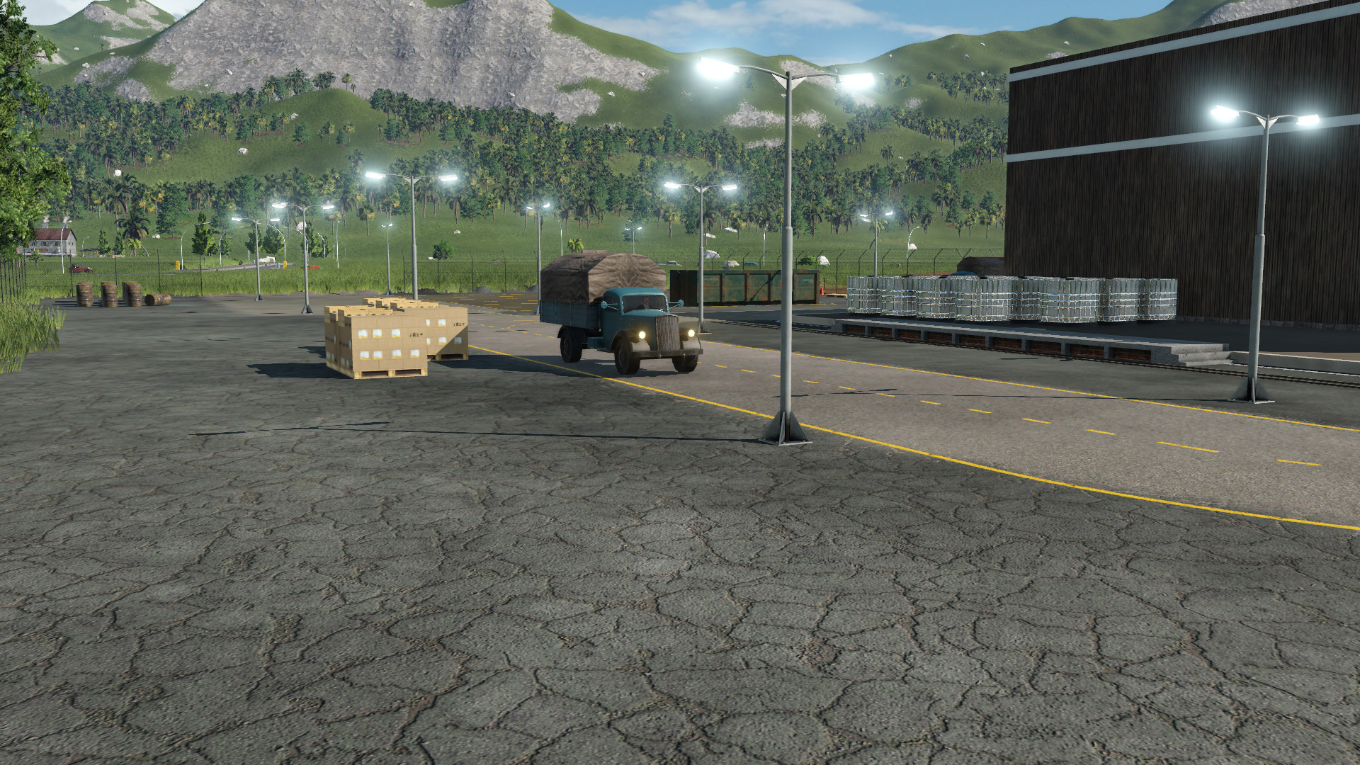 LKW fahren auf Bauernhof und Industrieanlage "Lebensmittelfabrik"
