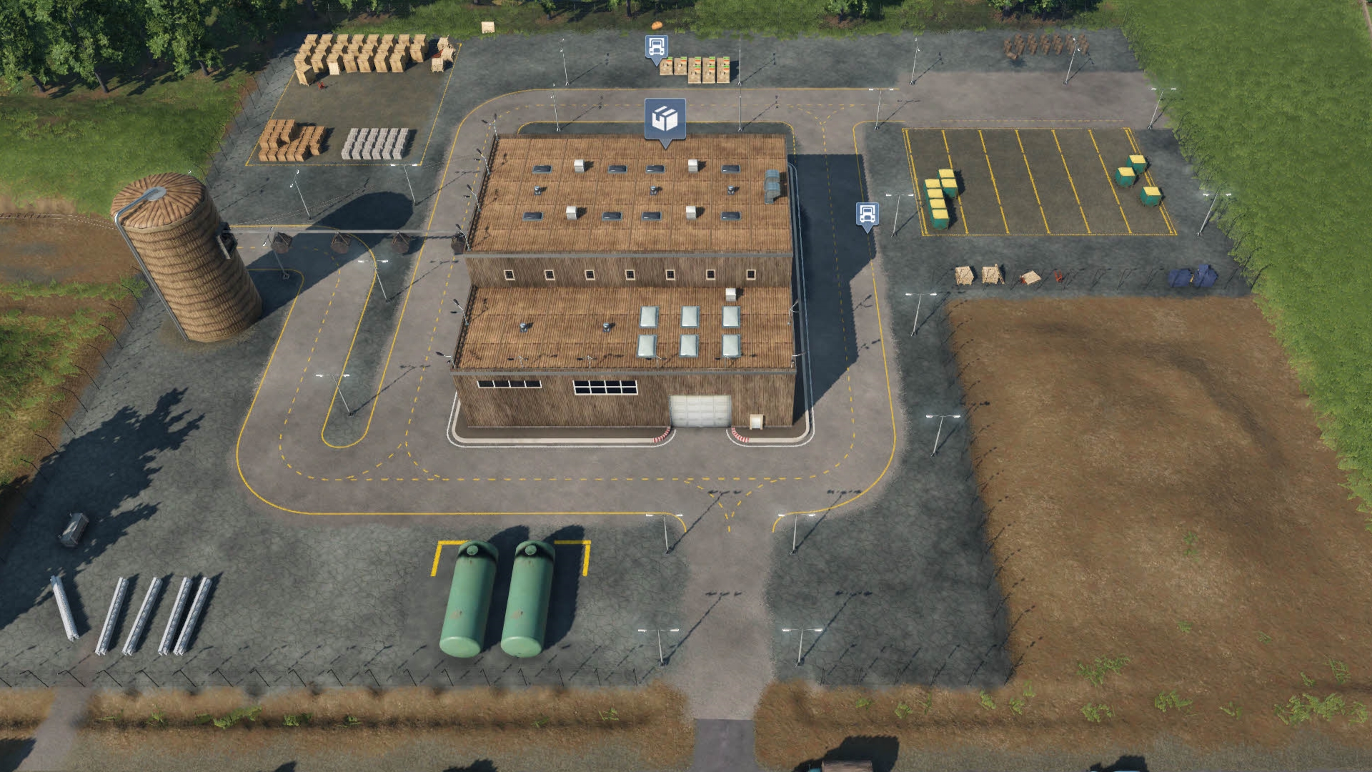 LKW fahren auf Bauernhof und Industrieanlage "Lebensmittelfabrik"
