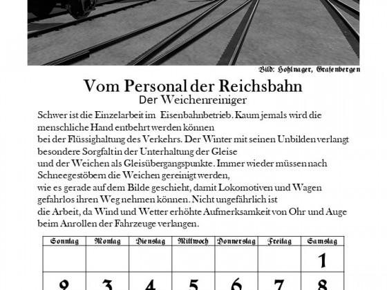Reichsbahn-Kalender Januar