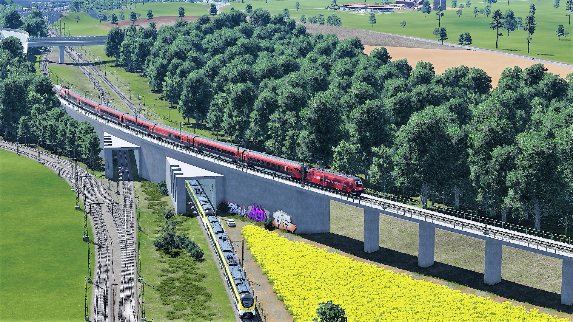 auf der Strecke München - Ulm mit dem Abzweig Zürich (fiktiv)