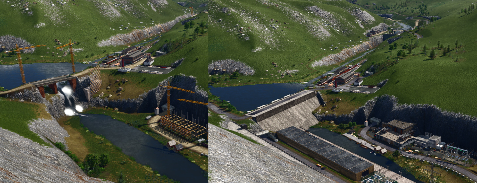 hydropower plants before and after the plant finishes photos