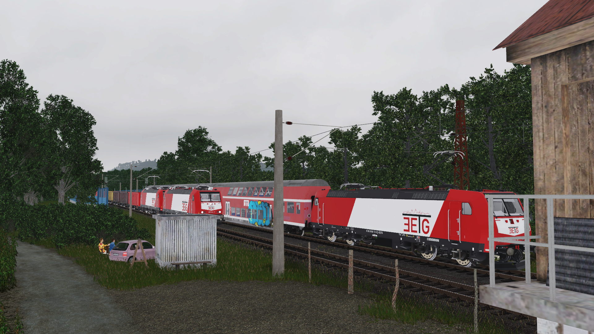 Zwischen dem Haltepunkt und dem ehemaligen Bahnhof...