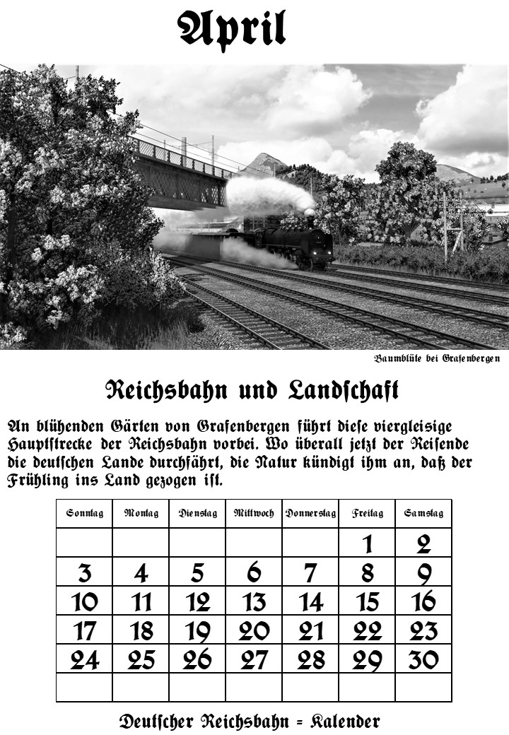 Reichsbahn-Kalender April