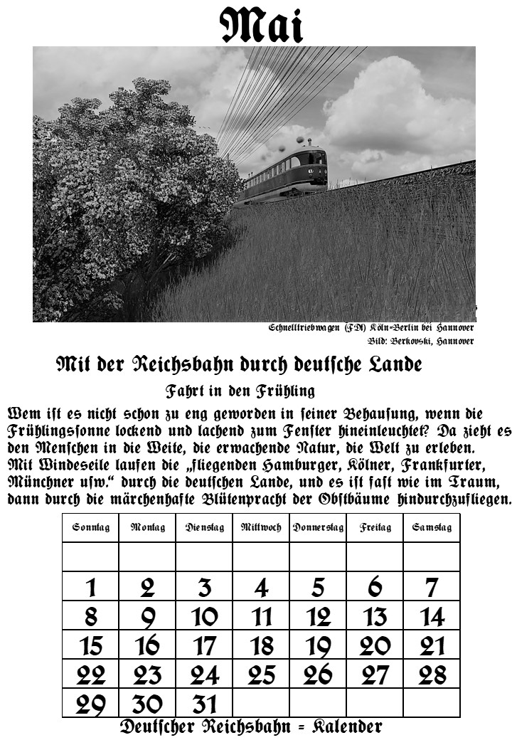 Reichsbahnkalender Mai