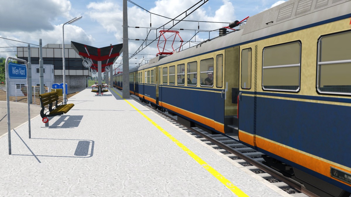 Inbetriebnahme Bahnhof Wien Nord - 4030.201+4030.202 halten als erster Zug - 01.10.1974