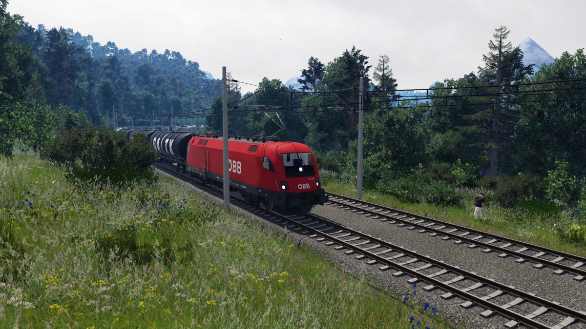 Güterzug über den Bergpass
