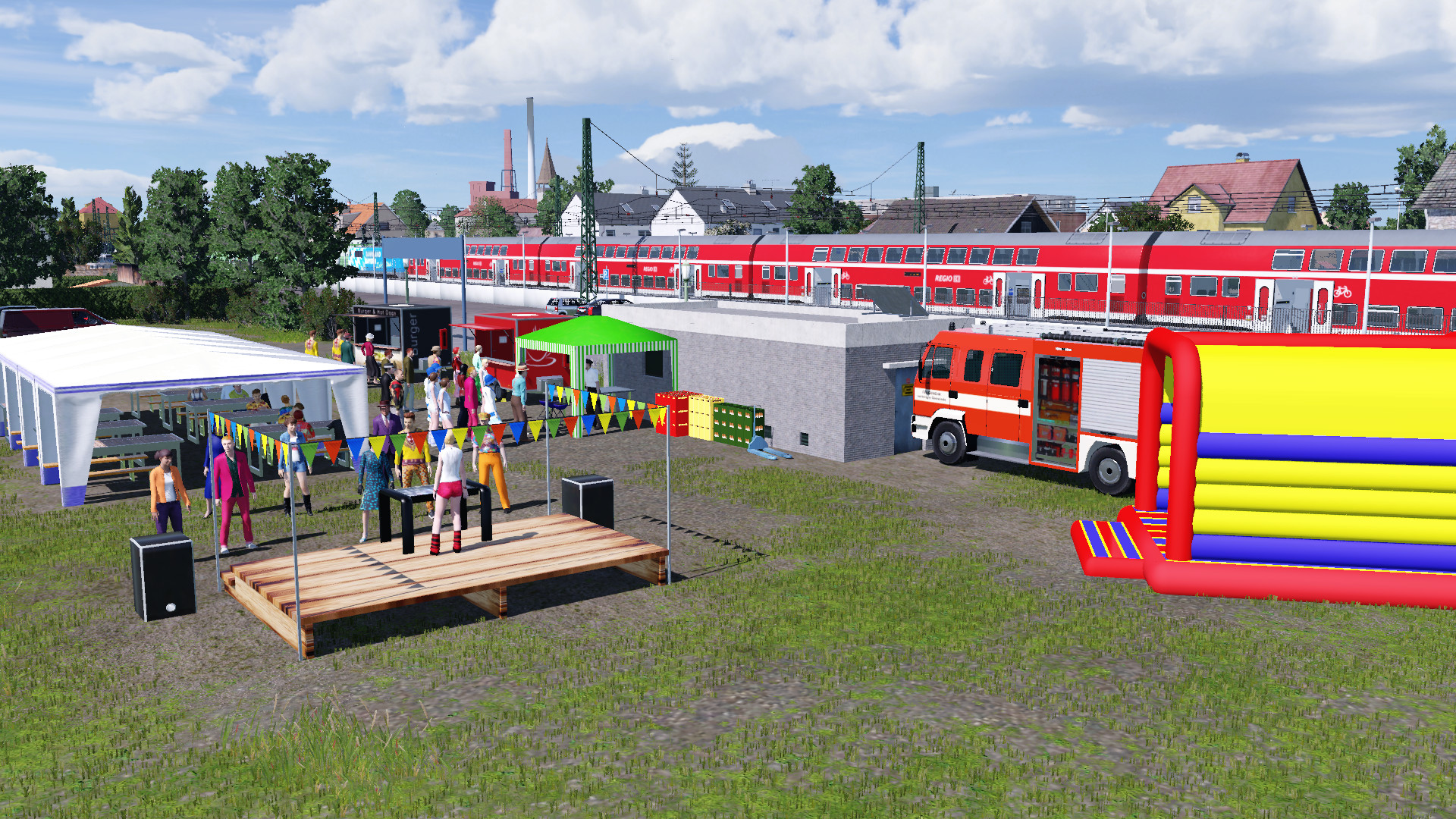 Sportplatzfest in Markolfing mit RE3 im Hintergrund