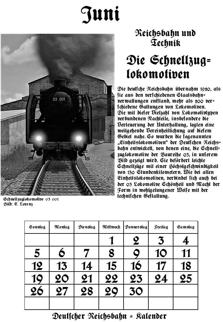 Reichsbahnkalender - Juni