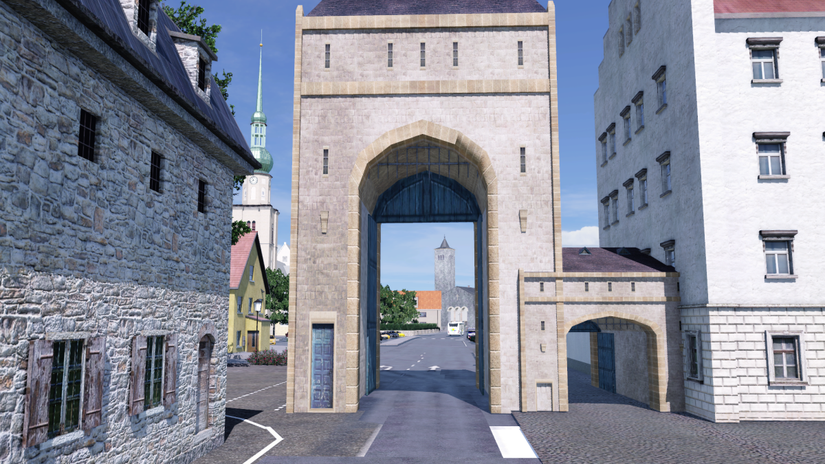 Blick durch das Bamberger Tor in Richtung ev. Kirche