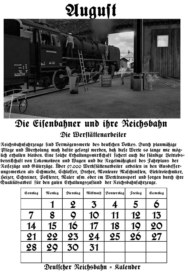 Reichsbahnkalender - August