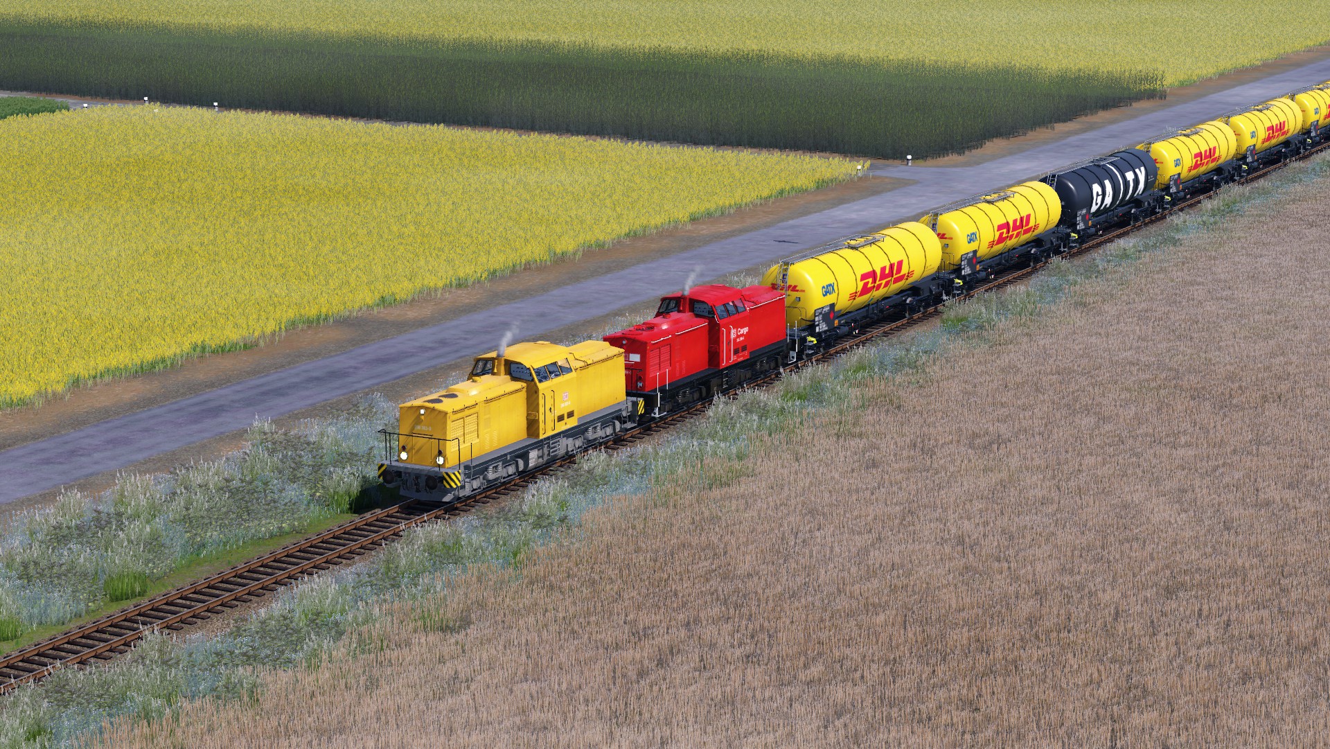 2 v100 quälen sich vor den Kesselwagen