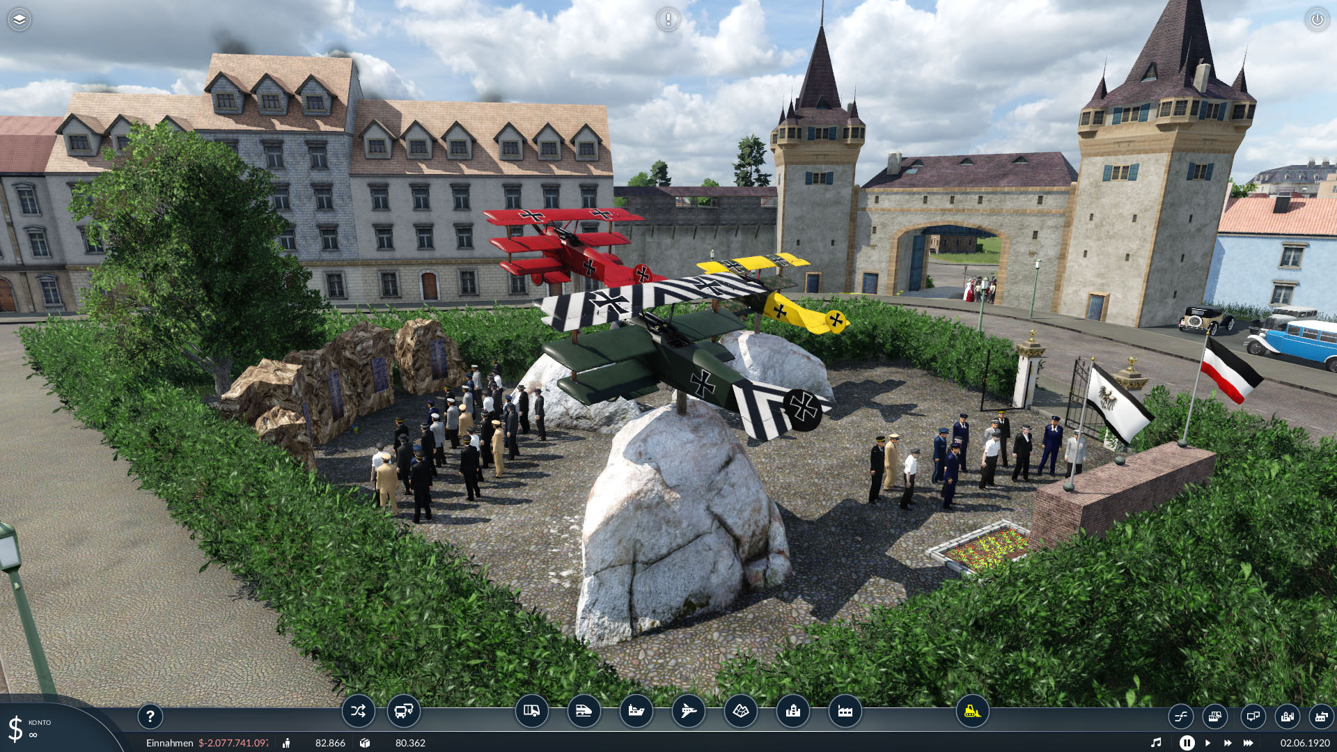 Die tollkühnen Männer in ihren fliegenden Kisten am Denkmal