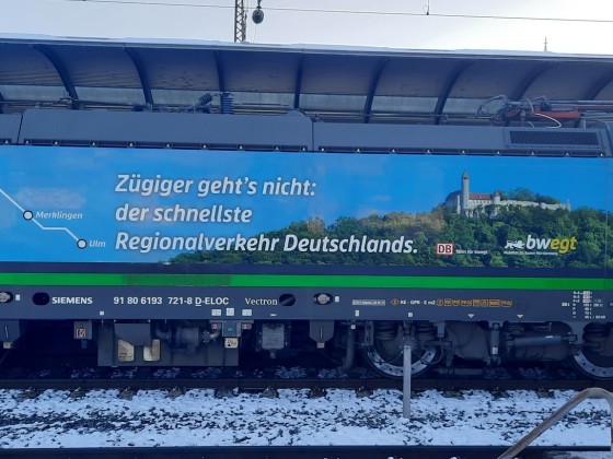 "IRE 200 Wendlingen - Merklingen-Schwäbische Alb - Ulm" am ersten Betriebstag mit dem 3. Zug