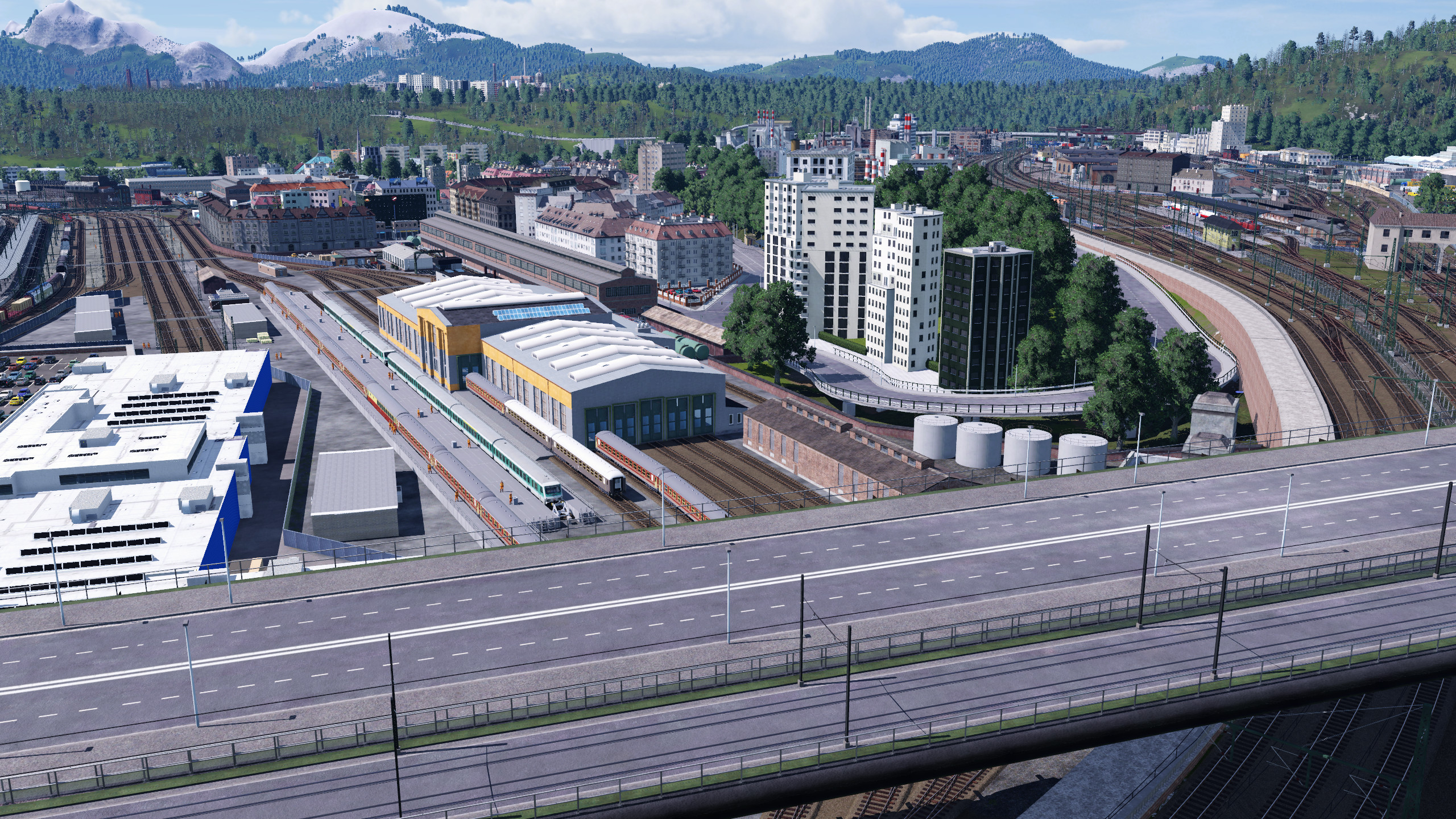Ulm Hbf und die Triebwagenhalle mit Innenreinigung