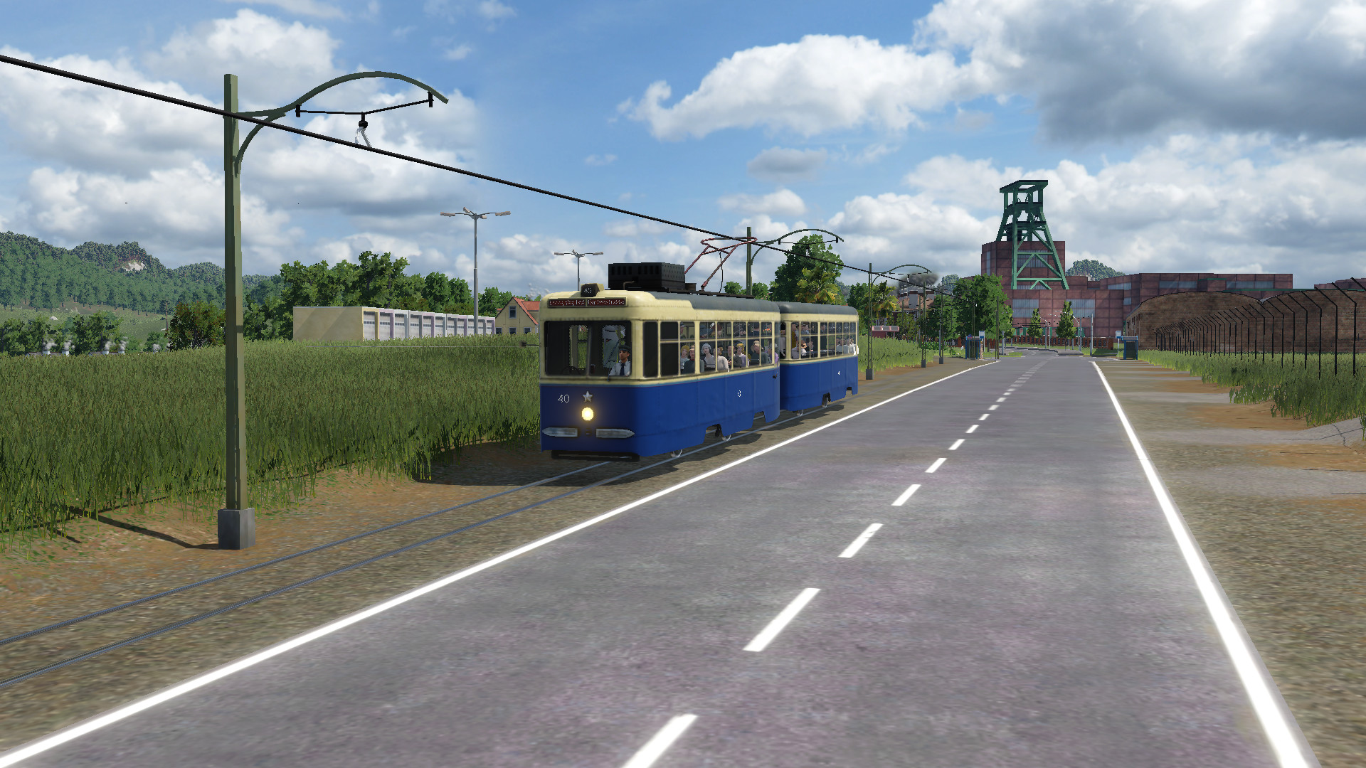 Industrielandschaft mit Überlandtram