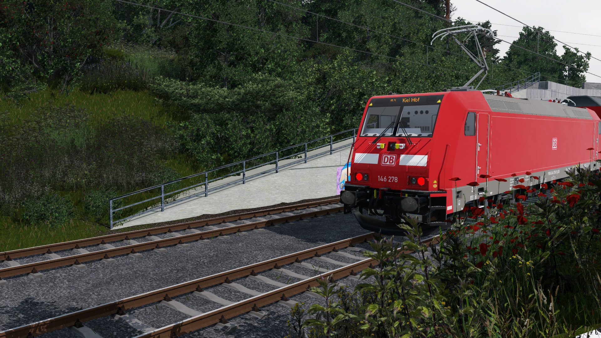 Trainspotting an der Überwerfung Kiel-Meimersdorf / Nachschuss der Br 146 Richtung Hamburg