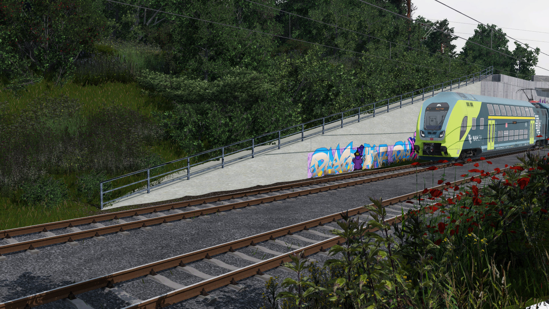 Trainspotting an der Überwerfung Kiel-Meimersdorf / Twindexx der Linie RE 7 bei der Einfahrt Richtung Kiel