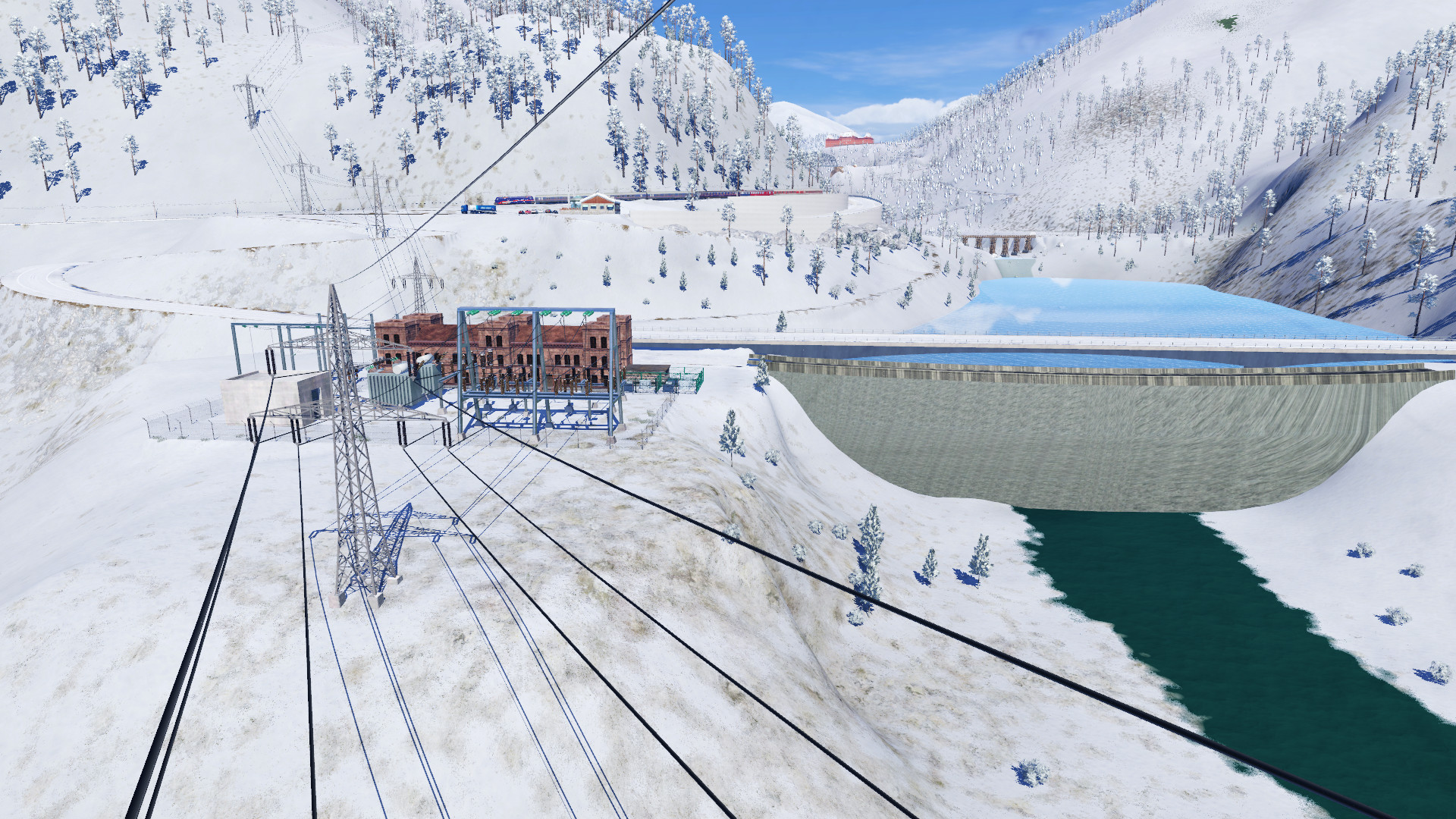 Winter in den österreichischen Alpen mit Stausee