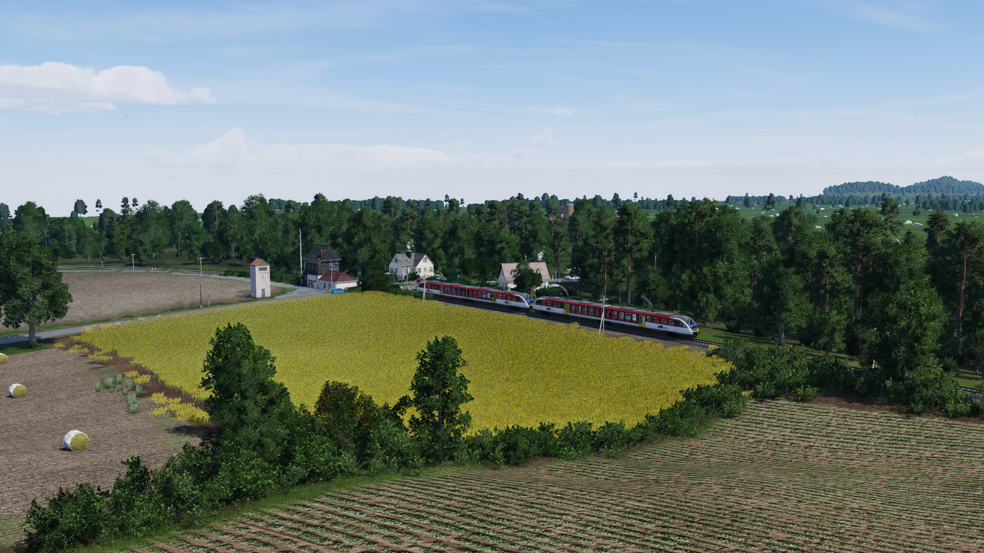 Eine Doppeltraktion 642er düst über die Nebenbahn