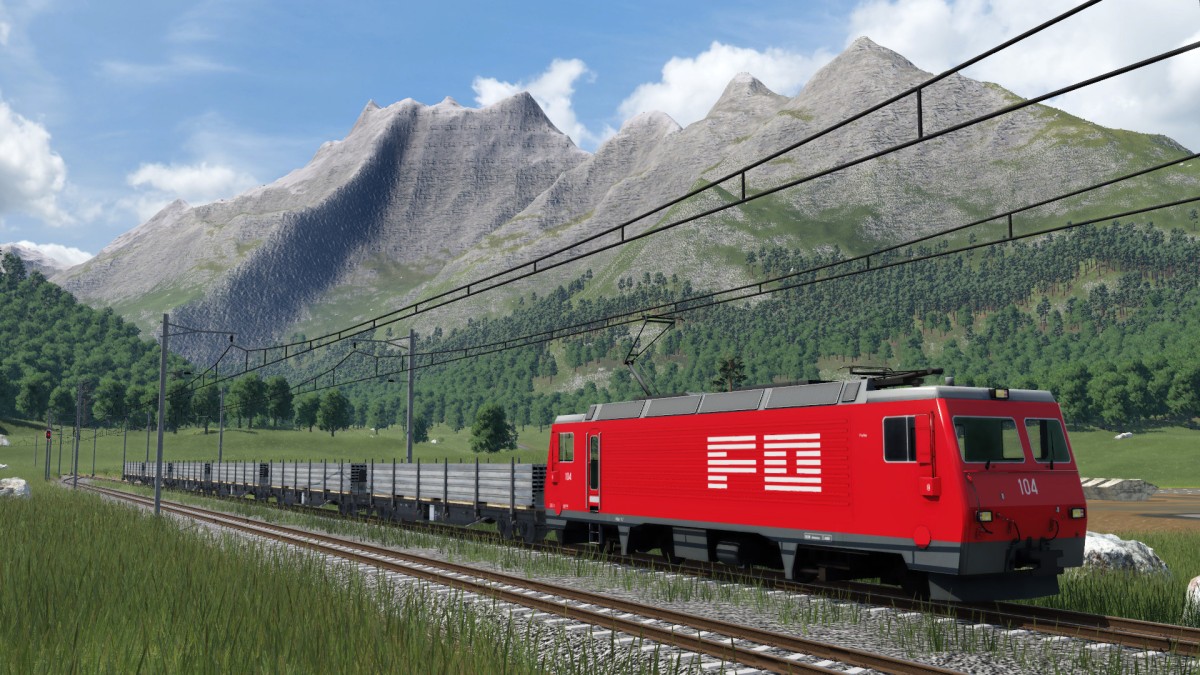 FO Güterzug mit Stahlträger (jetzt mit den richtigen Wagen)