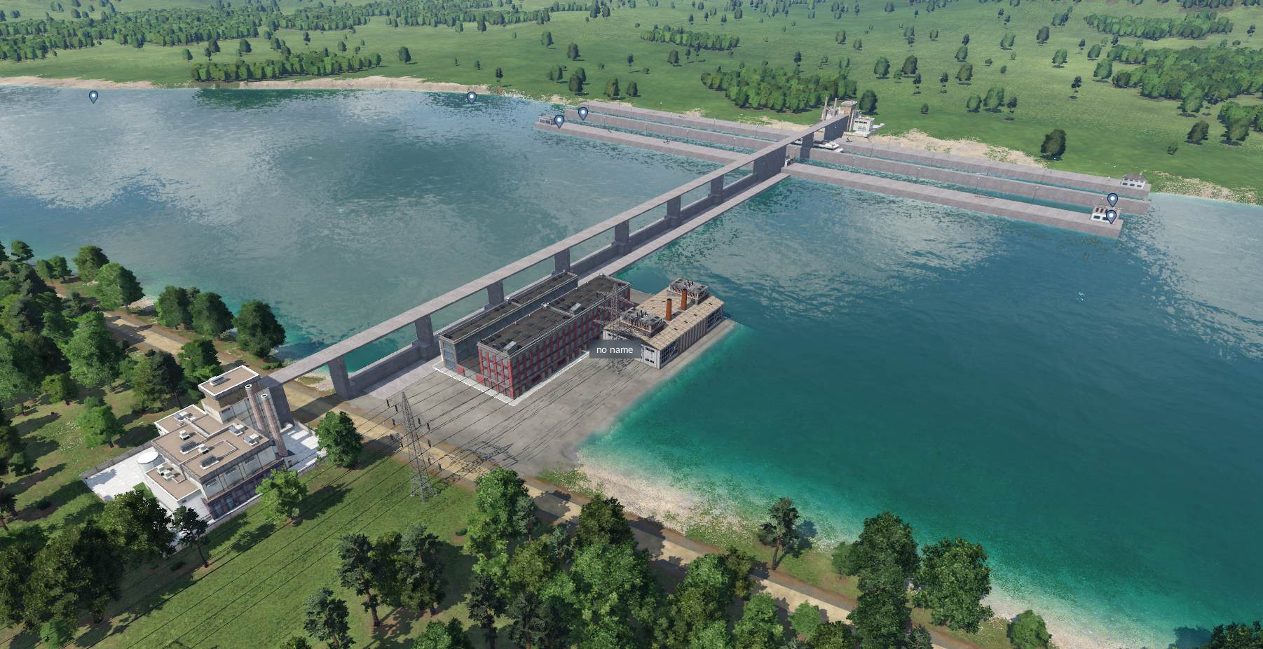 Versuch eines Laufwasserkraftwerks mit Schleuse ( noch weitgehend Rohbau)
