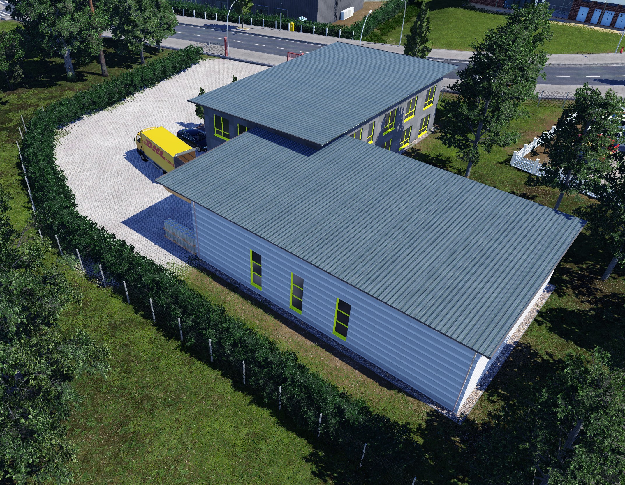 kleiner Betrieb mit Lagerhalle