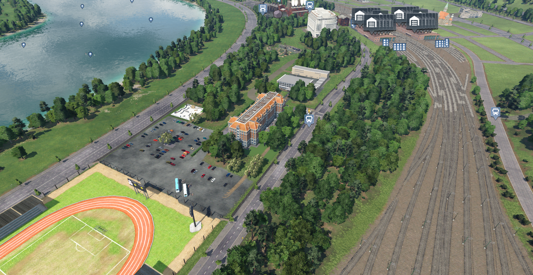 Hochschulcampus mit Sportplatz in Vorbereitung