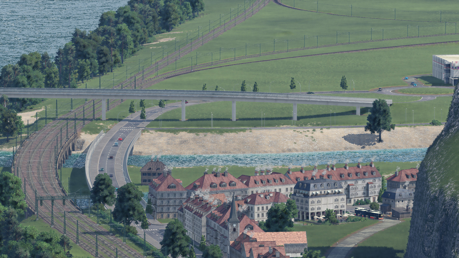 Ausfahrt Richtung Aschaffenburg, Trasse stimmt nicht mit dem Original überein