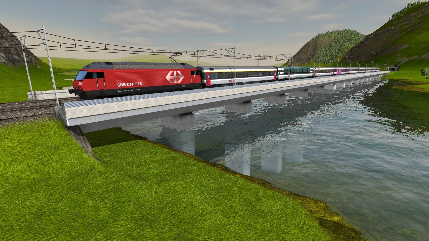 SBB Re 460 mit EuroCity auf der NBS
