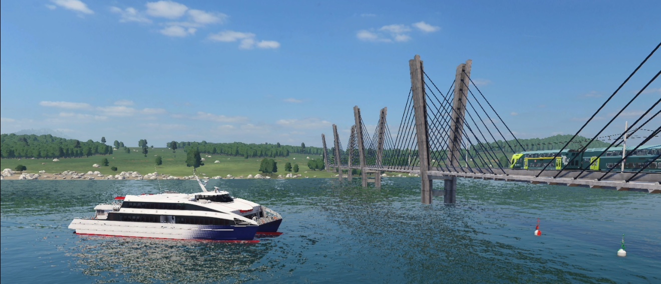 Eine Damen Ferry trifft einen Twindexx NAH.SH auf seinem Weg