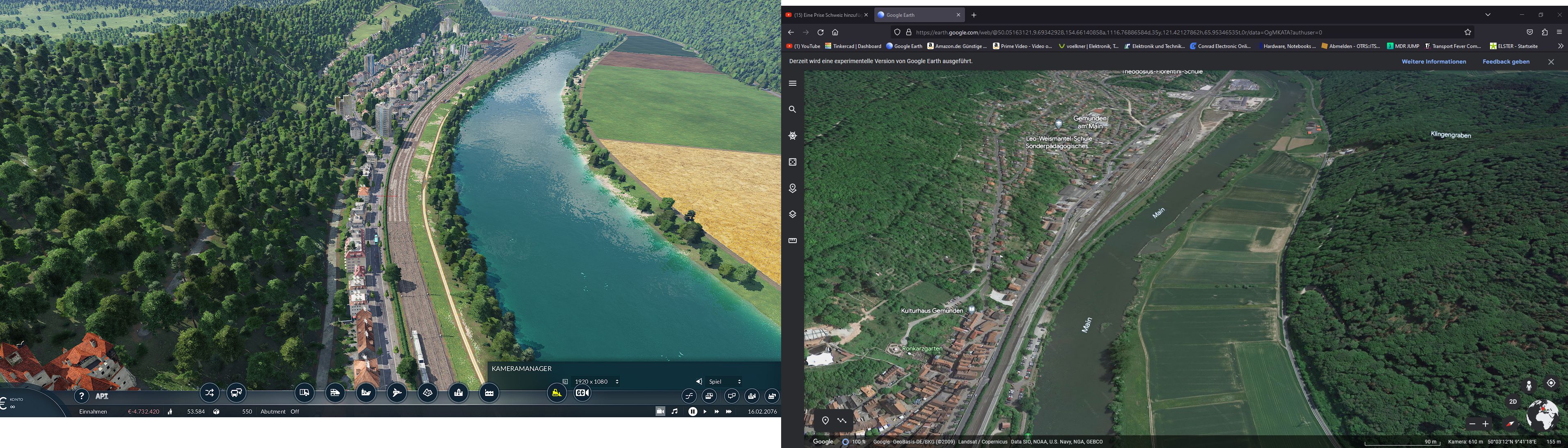 Vergleich TPF2 Google Earth