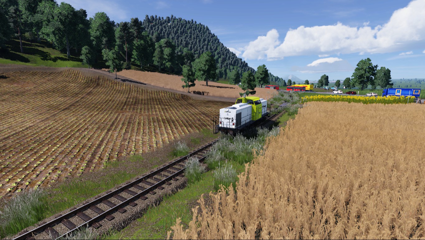 Die 203 auf dem Weg zum Getreidesilo