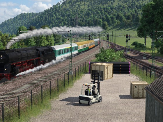 Dampfsonderzug an der Streckentrennung Wernfeld