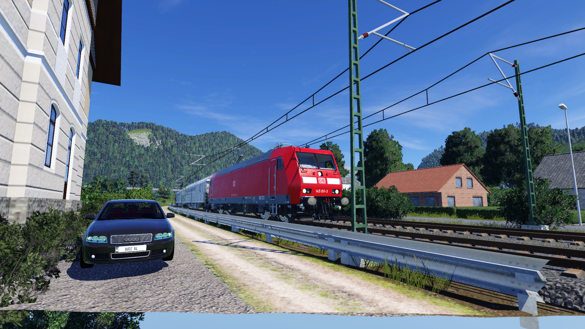 Trainspotting in Neuendorf, Traxx 1 Richtung Würzburg, im Hintergurnd die Nantenbacher Kurve