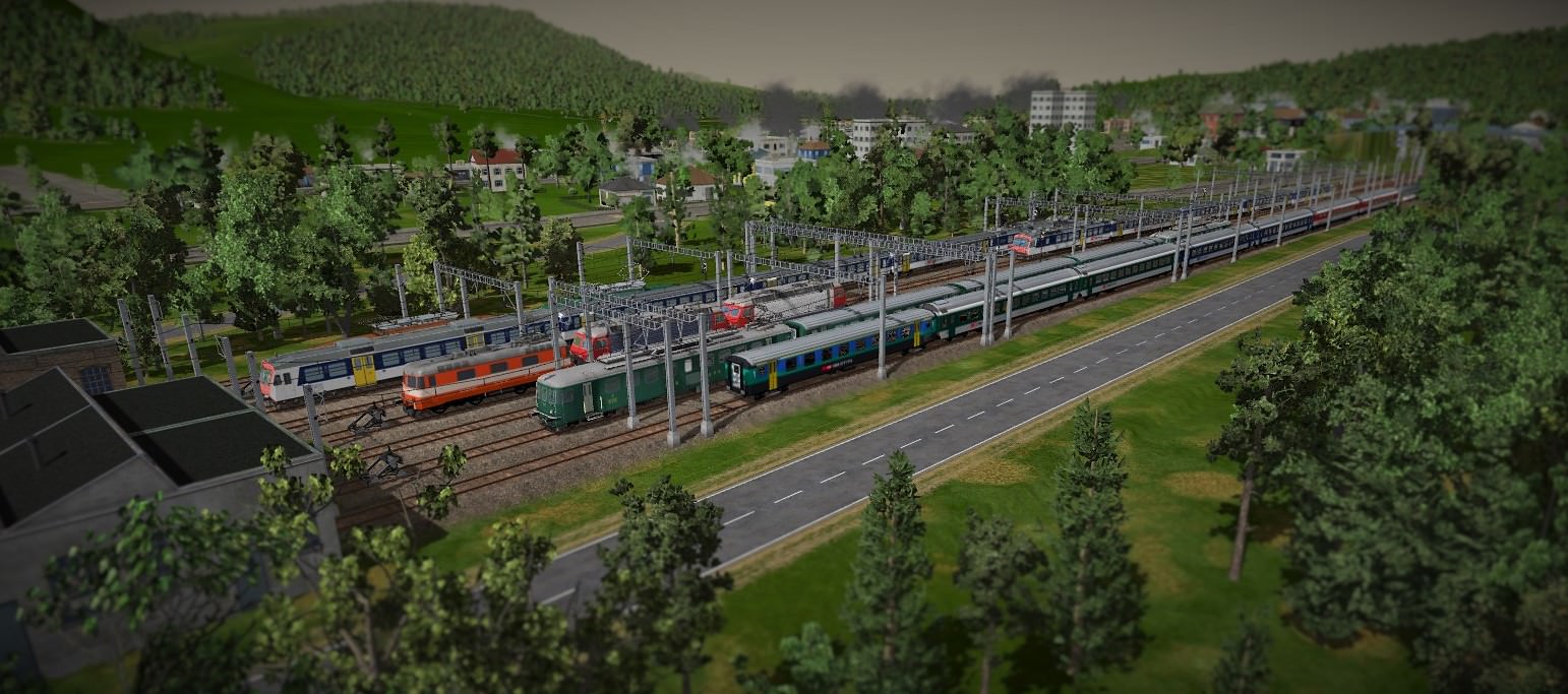InterRegio Strecke (IR-01) Zwischenbahnhof mit Abstellgleis