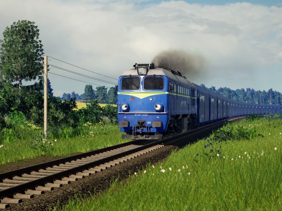 PKP ST44 mit Güterzug