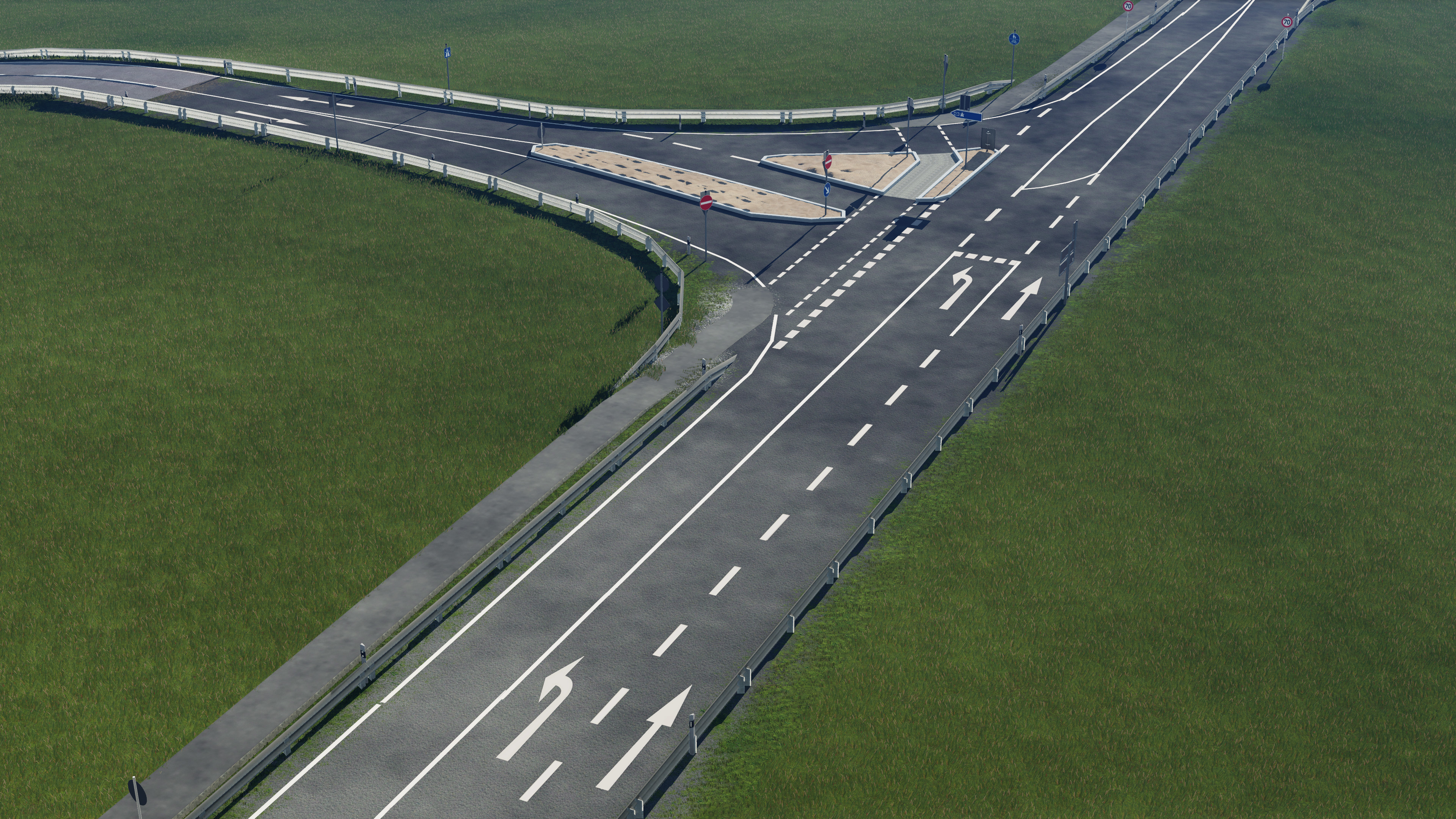 Gestaltung der ersten Auf-  und Abfahrt zur Autobahn II