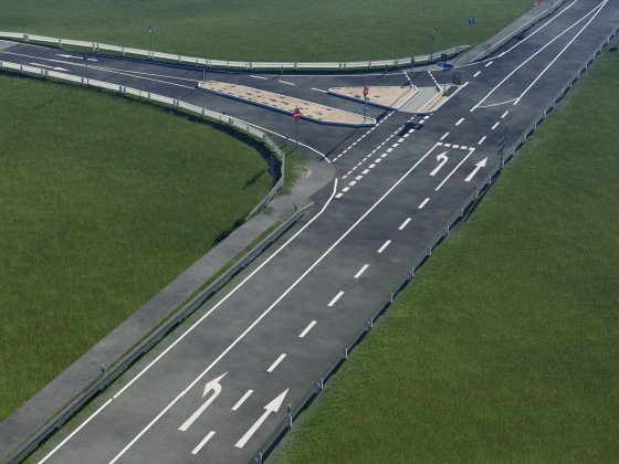 Gestaltung der ersten Auf-  und Abfahrt zur Autobahn II