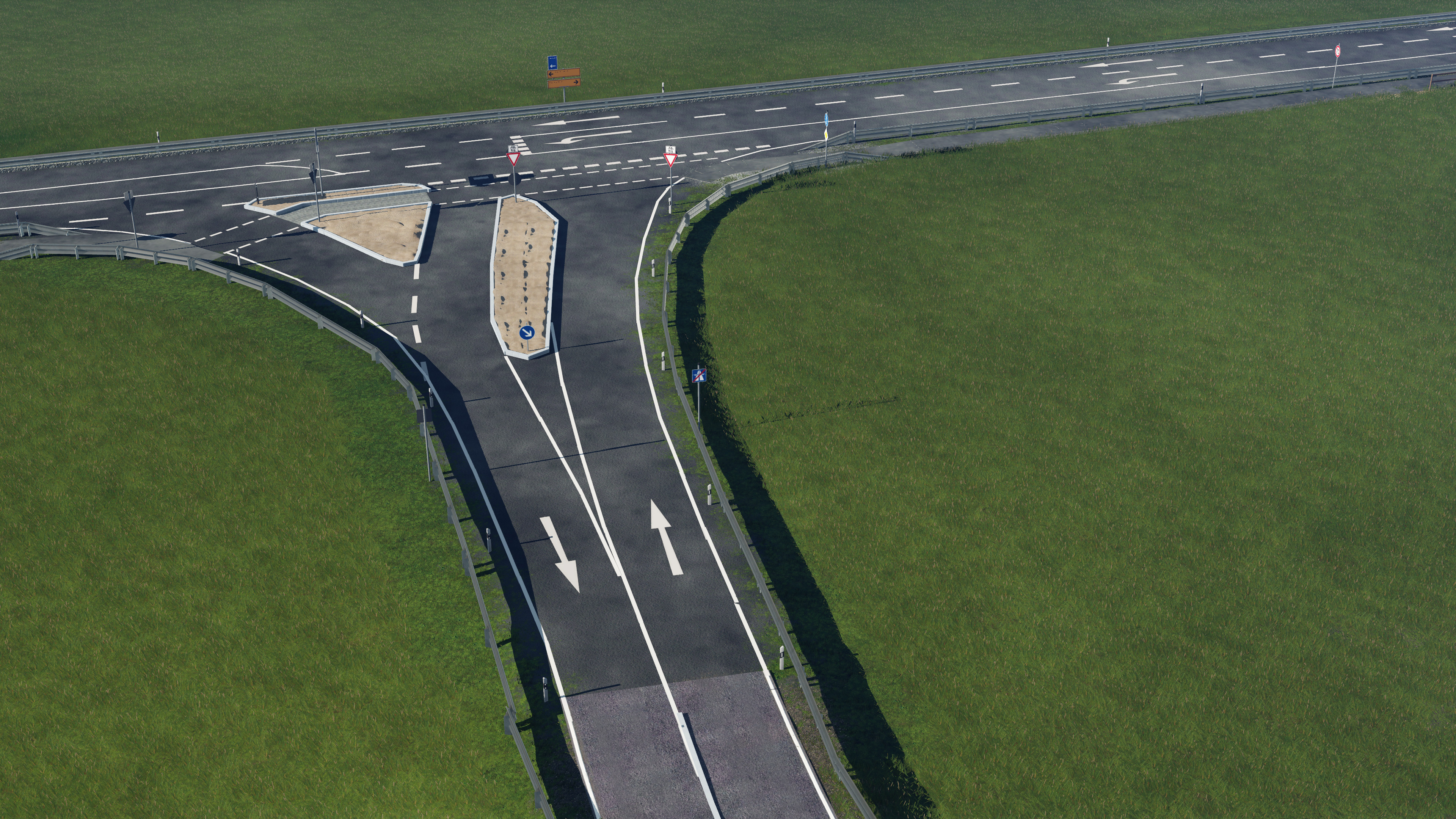 Gestaltung der ersten Auf-  und Abfahrt zur Autobahn III