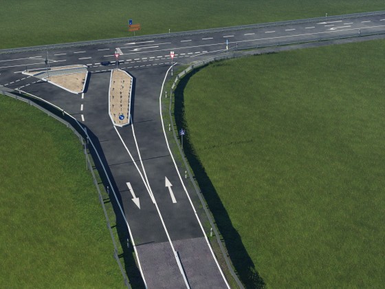 Gestaltung der ersten Auf-  und Abfahrt zur Autobahn III