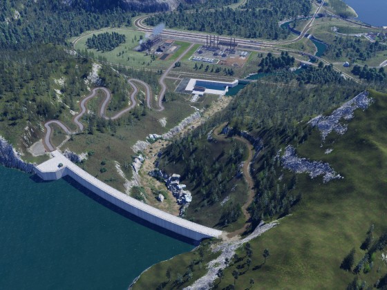 Damm und kraftwerk für die Industrieanlagen