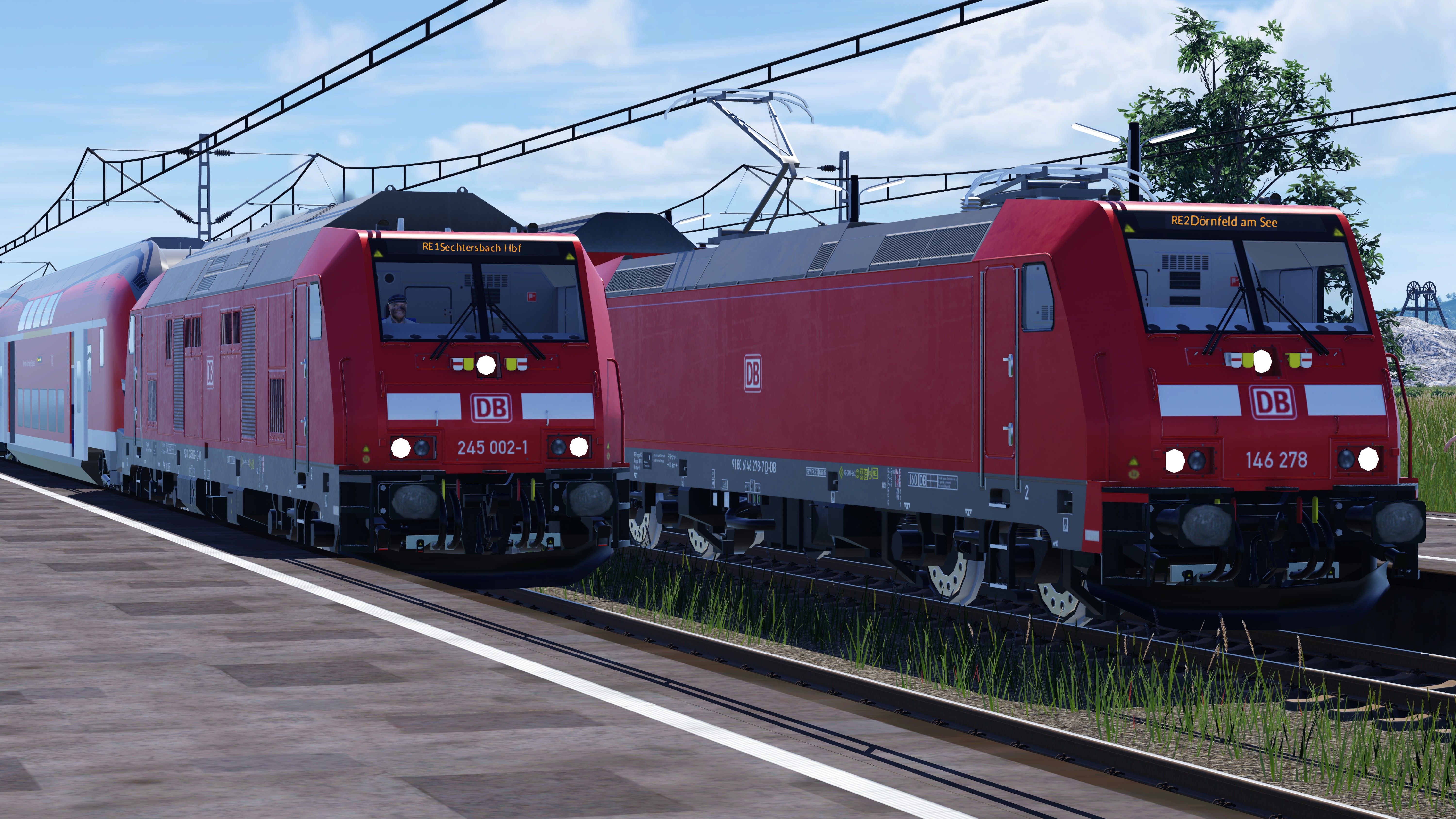 Defekter RE1 neben planmäßigem RE2