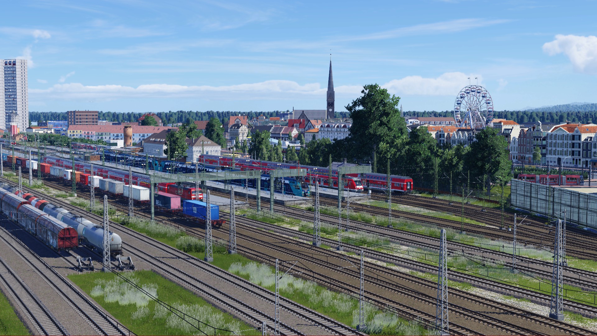 Blick auf Aansen mi reichlich Regionalzügen