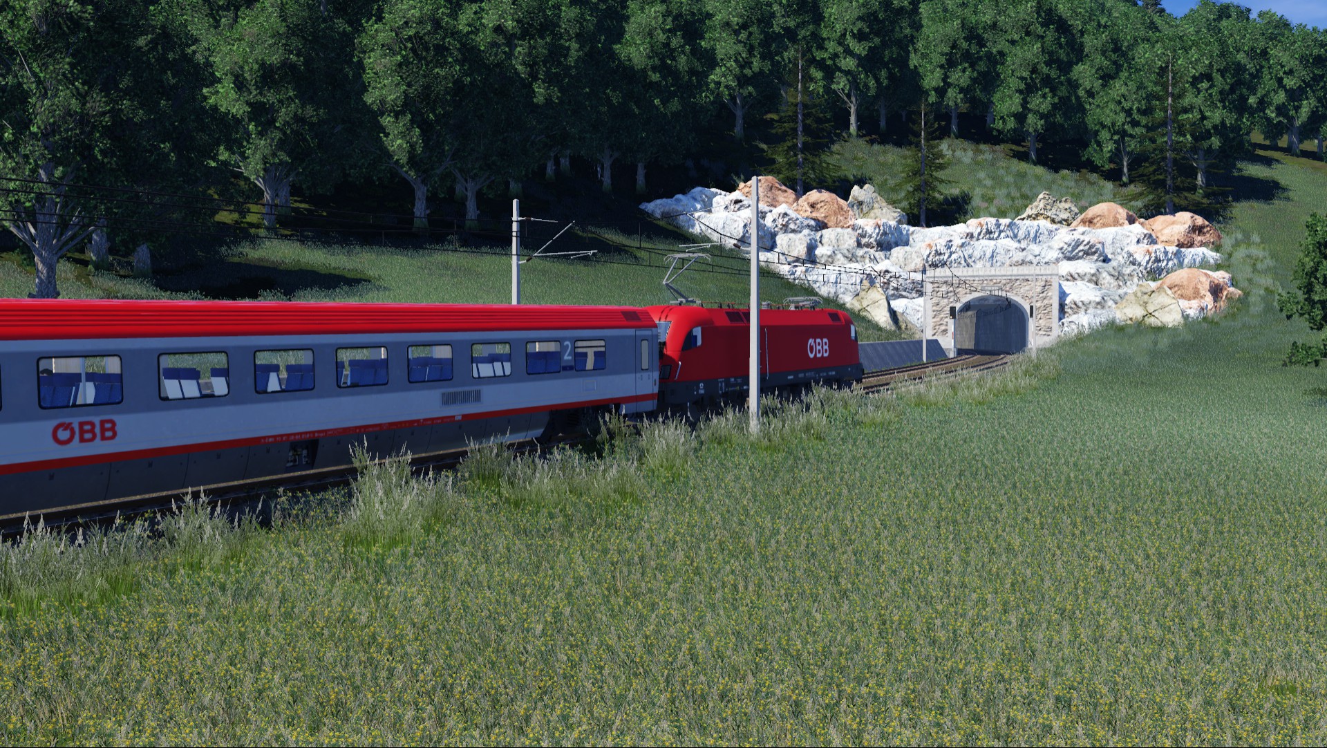 Der EC fährt auf die Sommerringbahn auf - die Höhenmeter steigen