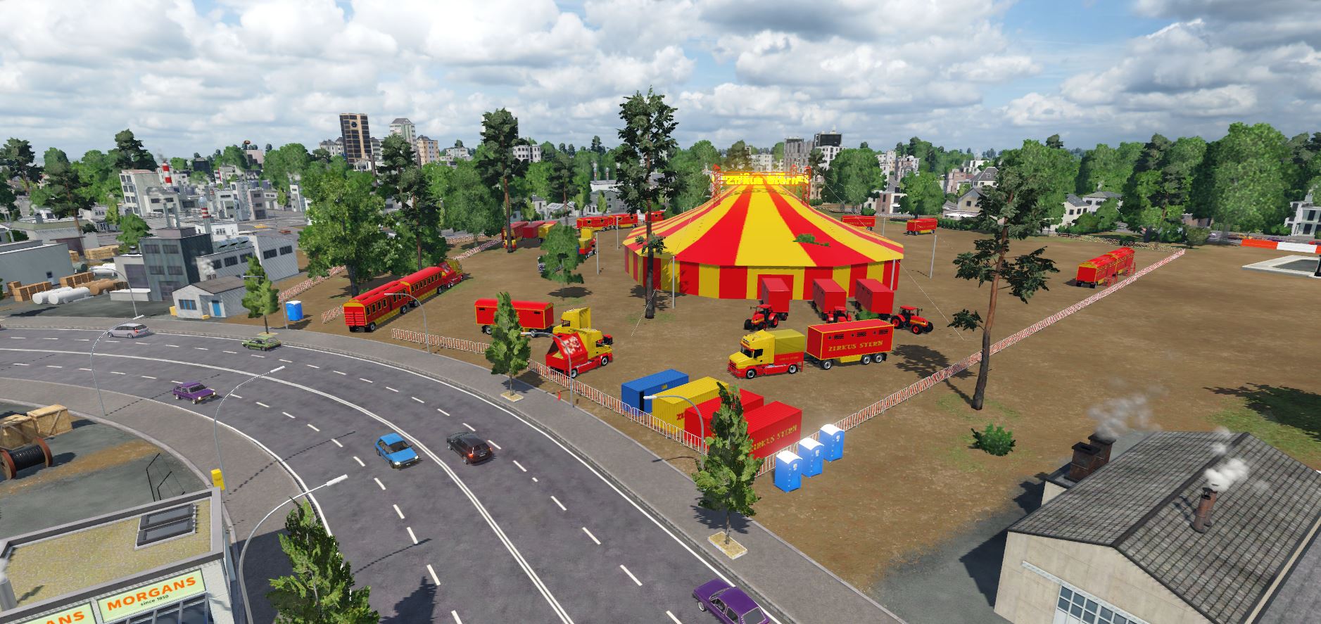 Zirkus ist in der Stadt