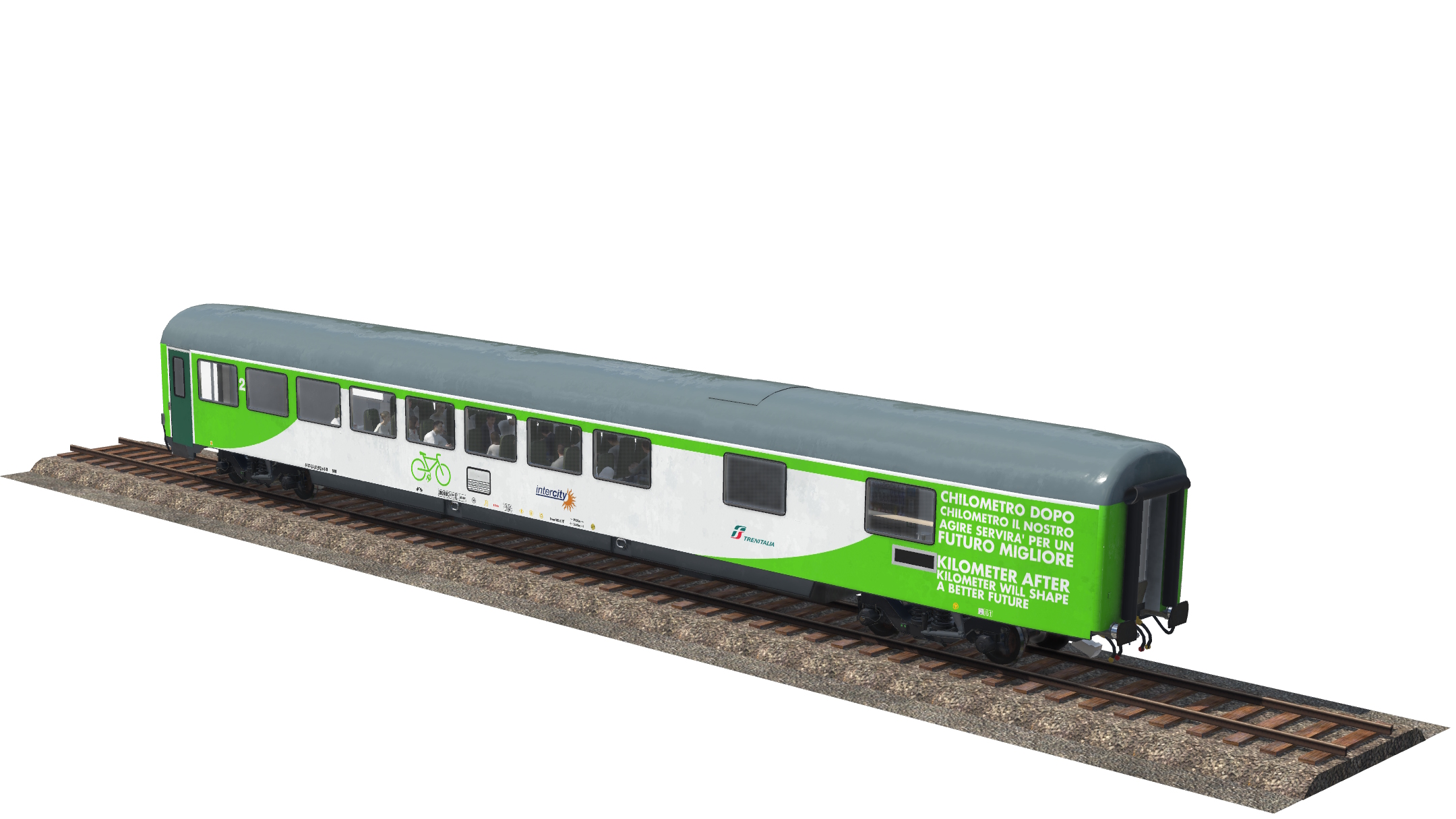 FS "Gran Confort" 70 type ex restaurant coach in Trenitalia's InterCity Green livery